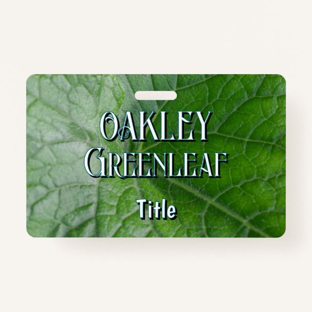 Crachá Nome e imagem personalizados de detalhes de folha  (Frente)