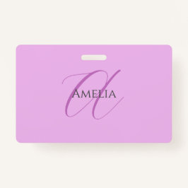 Crachá Nome Monograma - Letra Inicial Orchid & Lilac