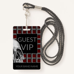 Crachá Nome Personalizado Banda Merch Rock Skull Lanyard