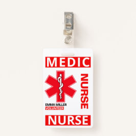 Crachá Nome Personalizado de Enfermeira Red Medical Impre
