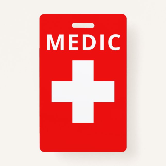 Crachá Nome Personalizado de Impressão Médico Vermelho Co (Frente)