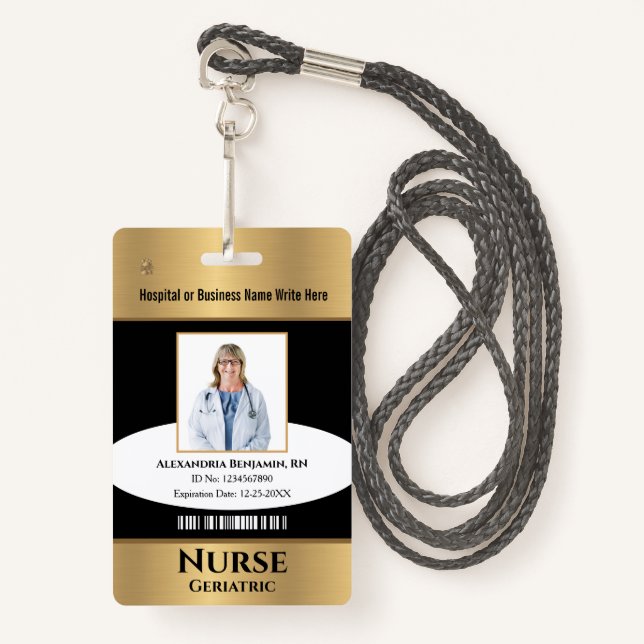 Crachá Nome Personalizado do Código do Bar do Logotipo Fo (Frente com cordão)