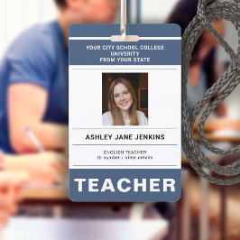 Crachá Nome personalizado e ID de professor de escola e f