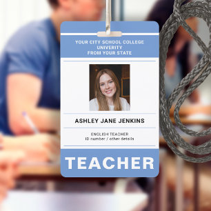 Crachá Nome personalizado e ID de professor escolar unive