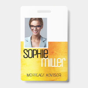 Crachá Nome Personalizado Laranja Amarelo Ombre Moderno