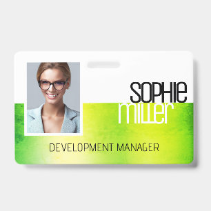 Crachá Nome Personalizado Trendência de Ombre Verde de Co