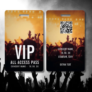 Crachá Nome Personalizado VIP All Access Pass Concerto