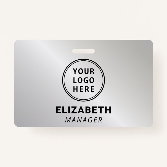 Crachá Nome Prata do Logotipo Comercial (Frente)