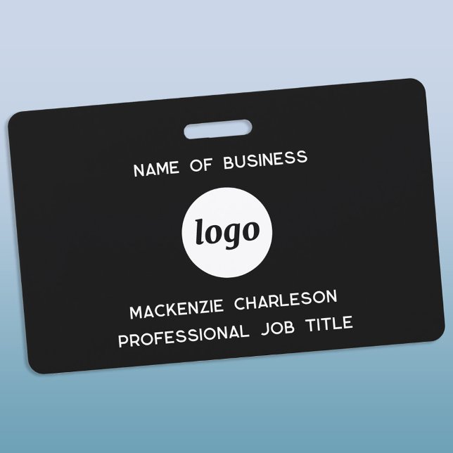 Crachá Nome preto comercial do logotipo (Simple logo with custom text business promotional branding professional staff name tag)