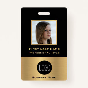 Crachá Nomes de etiqueta Dourados Pretos ID Crachás Etiq