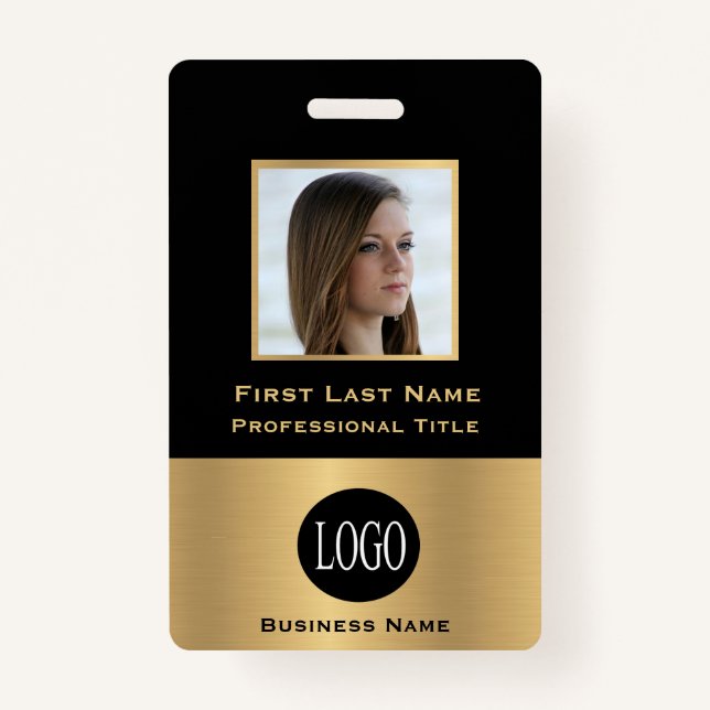 Crachá Nomes de etiqueta Dourados Pretos  ID Crachás Etiq (Frente)
