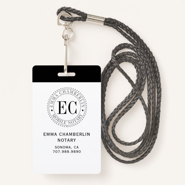 Crachá Notário móvel público (Frente com cordão)