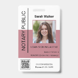 Crachá Notário Público funcionário do cartório rosa empoe