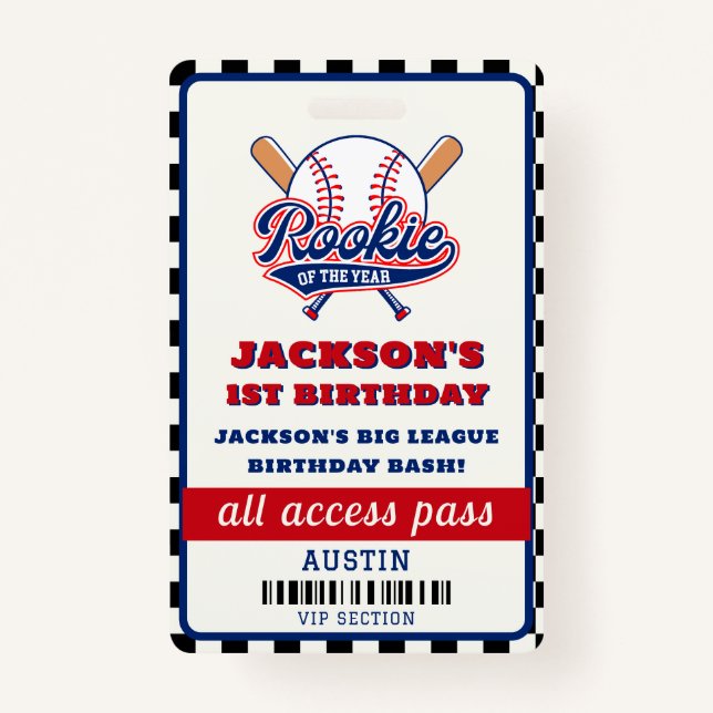 Crachá Novato Do Ano Da Festa de aniversário De Beisebol (Frente)