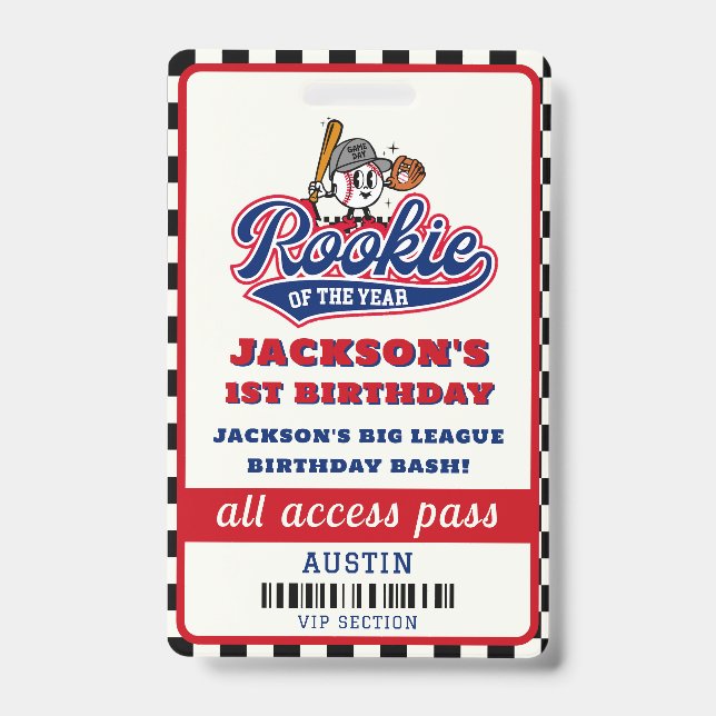 Crachá Novato Do Ano Da Festa de aniversário De Beisebol (Frente)