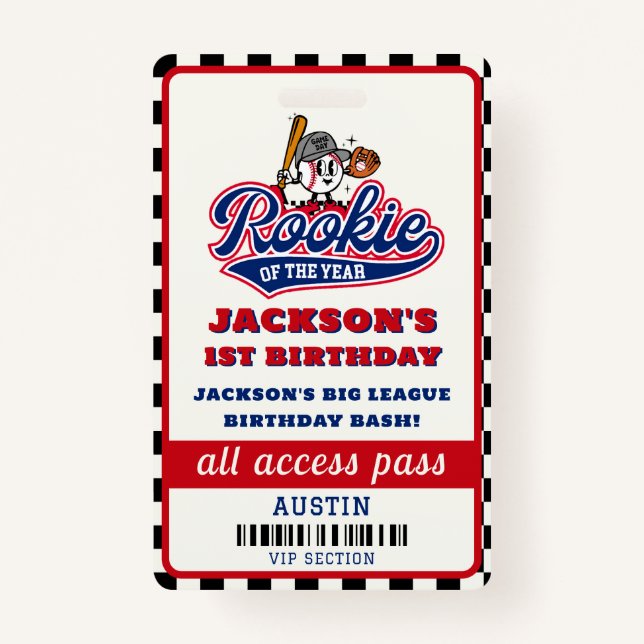 Crachá Novato Do Ano Da Festa de aniversário De Beisebol (Frente)