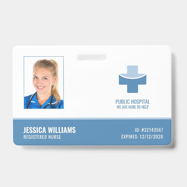 Crachá Nurse Registrada Elegante ID do Funcionarios Médic (Frente)