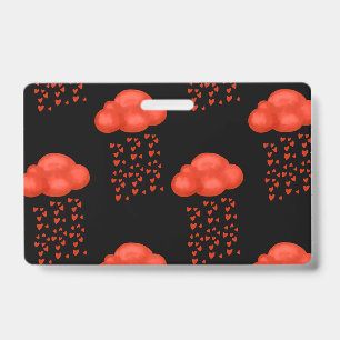 Crachá Nuvem Aquarela Chuva Amor Coração Vermelho Dia dos