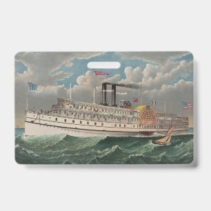 Crachá NY Voyage Grand Paddlewheel Steamboat O Peregrino