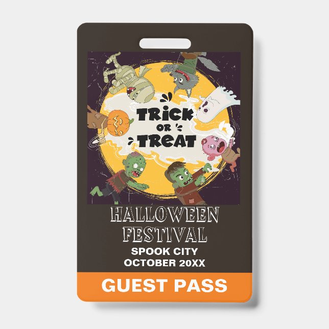 Crachá O Convidado de Evento Especial do Halloween Passa  (Frente)