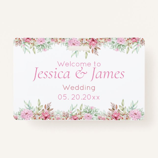 Crachá O Planejador De Casamento, Elegante Floral Sofisti (Frente)