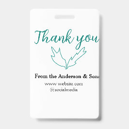 Crachá Obrigado pelo nome da sua empresa do site do Order