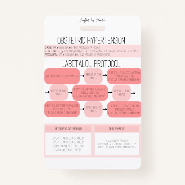 Crachá Obstetric Hypertension Nurse Reference Badge (Frente)