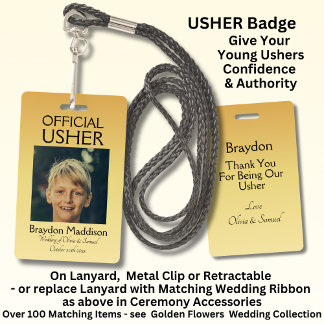 Crachá Oficial de USHER com Flores Douradas