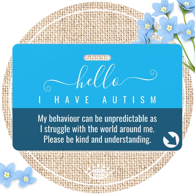 Crachá olá consciência do autismo e contato de emergência (Criador carregado)