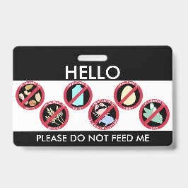 Crachá Olá! meu nome é alérgico ao alérgeno feito sob