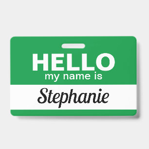 Crachá Olá, meu nome é Green Custom Employee Name