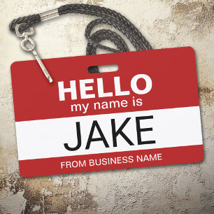 Crachá Olá, meu nome é Jake - fantasia engraçada de Hallo