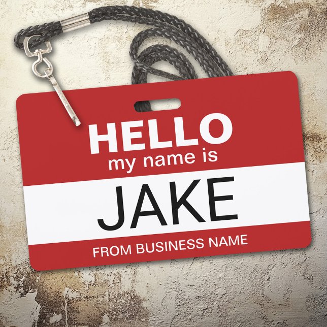 Crachá Olá, meu nome é Jake - fantasia engraçada de Hallo (Hello Name Badge with Custom Name)