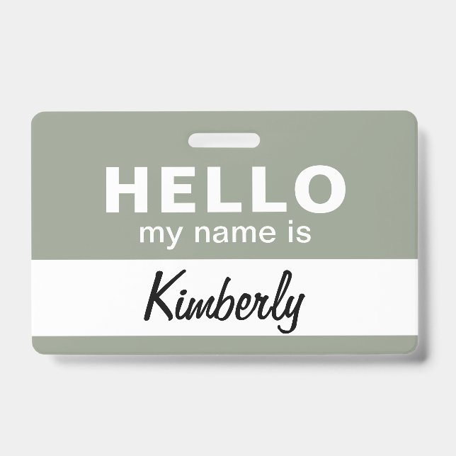 Crachá Olá Meu Nome É - Nome do Funcionário Script Person (Frente)