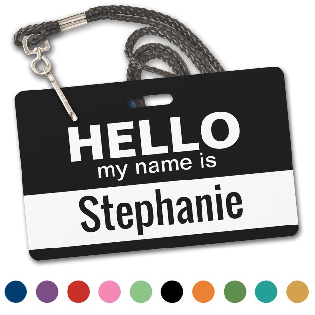 Crachá Olá, meu nome é - personalizado (Classic - Hello My Name Is - Plastic ID Badge. Available in Several Colors)