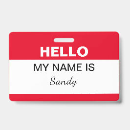 Crachá Olá Meu nome é Red White Office Funcionarios Volun