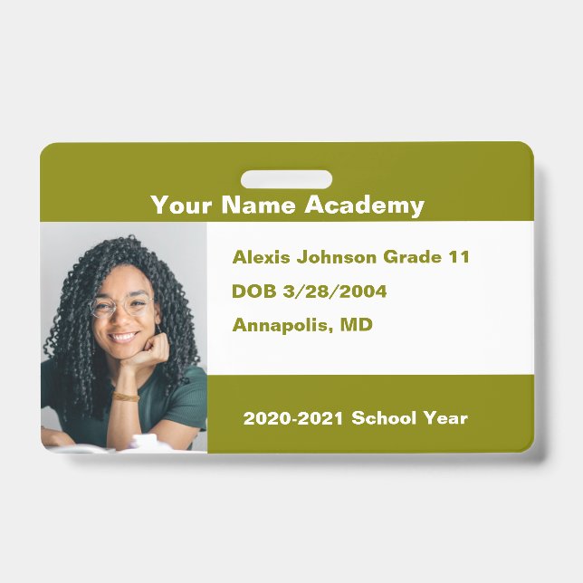 Crachá Olive Green Faça Você Mesma Foto Personalizada De  (Frente)