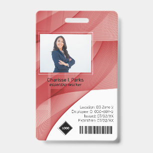 Crachá Onda Vermelha   Segurança da Empresa de Foto ID de