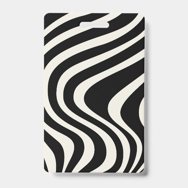 Crachá Ondas de estilo retrô preto e branco (Frente)
