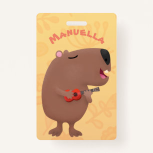 Crachá Óptica desenho animado de capybara ukulele