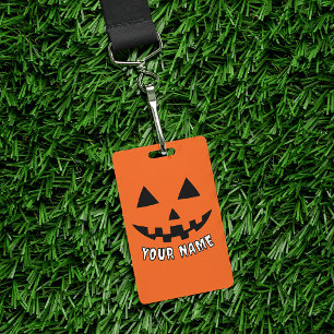 Crachá Orange Pumpkin Personalizado Halloween Seu Nome