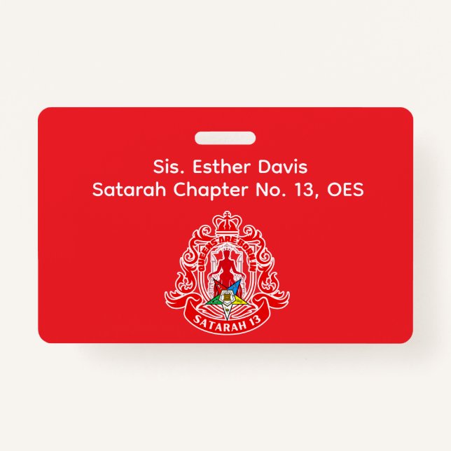 Crachá Order of Eastern Star (OES) Name Badge (Frente)