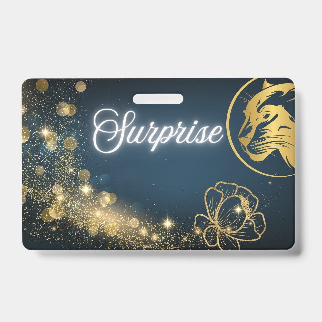 Crachá Ouro disparando surpresa estelar (Frente)