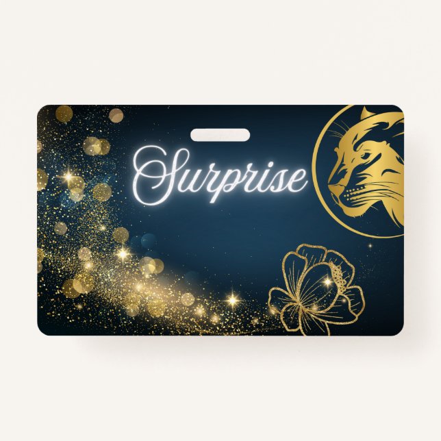 Crachá Ouro disparando surpresa estelar (Frente)