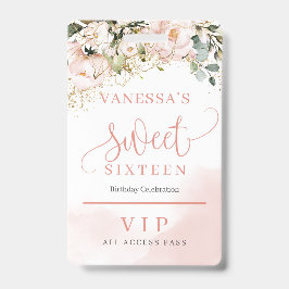 Crachá Ouro floral de rosa de Elegante ouro eucalipto de 