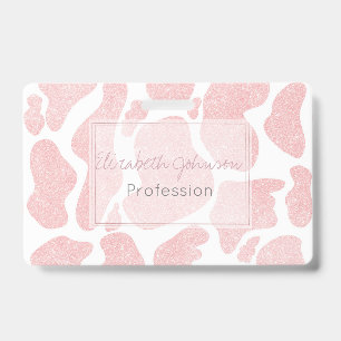 Crachá Ouro Rosa branco Grande Manchas de Vaca Estilo Ani