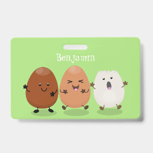 Crachá Ovos kawaii fofos ilustração engraçada de desenho