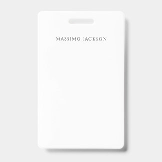 Crachá Own Name Calligraphy Chic Plain Simple Black White