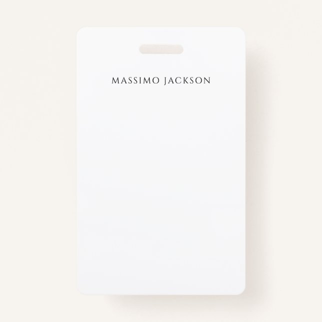 Crachá Own Name Calligraphy Chic Plain Simple Black White (Frente)