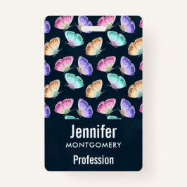 Crachá Padrão bonito de borboleta de aquarela Pastel